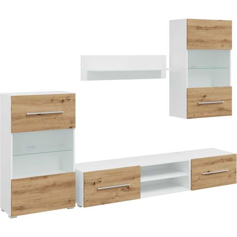 Maison Exclusive - 5-tlg. Wohnwand mit LED-Beleuchtung Artisan-Ei
