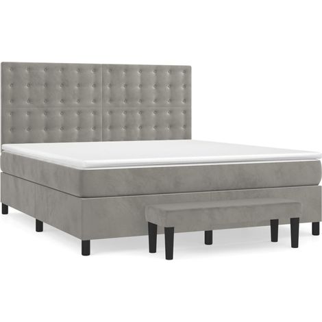 Maison Exclusive - Giroletto a Molle con Materasso Grigio Chiaro 160x200cm Velluto