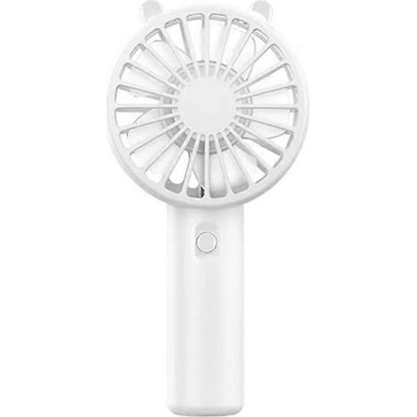 Mini-tragbarer, per USB aufladbarer Ventilator mit Tischfuß, ideal für Make-up und Wimpern, für Frauen und Mädchen, für den Außenbereich, weiß. (1/5)