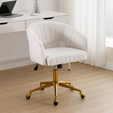 Chaise de bureau à domicile avec revêtement en velours, fauteuil décoratif avec accoudoirs, 1 pièce (1/5)