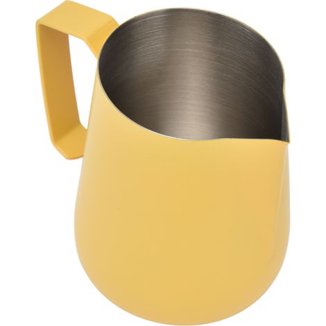 450 ml gelber Milchbecher mit dickem Ausguss, trommelförmige Latte-Art-Tasse, Kaffeetasse mit spitzem Ausguss (1/5)