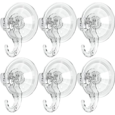 Lot de 6 crochets ventouse, crochets porte-serviettes, crochets muraux sans perçage, étanche, pour cuisine et salle de bain, capacité de charge 5 kg, transparent (1/5)