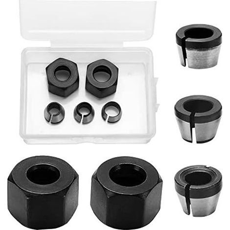 Keyoung Lot de 3 adaptateurs de collet pour mandrin de fraise 6mm 6.35mm 8mm Acier HSS résistant à l\\'usure Pour machines de gravure et défonceuses (1/5)
