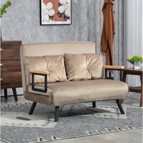 MEUBLIV Sofá cama 102x73x81 cm marrón claro – respaldo 5 posiciones, 1 paquete (1/5)