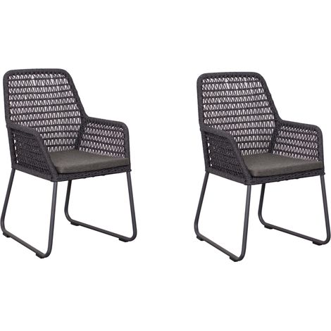deVries 2x ADORA Diningsessel Gartenstuhl Relaxsessel 64 x 64 x 83 cm dunkelgrau