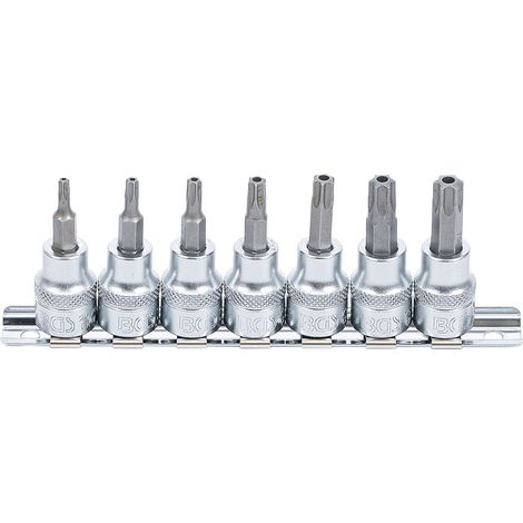 Jeu de douilles à embouts 10 mm (3/8") Profil T (pour TX Plus) avec perçage T15 - T50 7 pièces BGS (1/4)