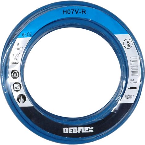 Bobinot de câble - Bobine de fils électrique - Câble électrique - Couronne de câble - Bobinot Câble Rigide 5 mètres H07VR 6 mm ² - Bleu - 113317