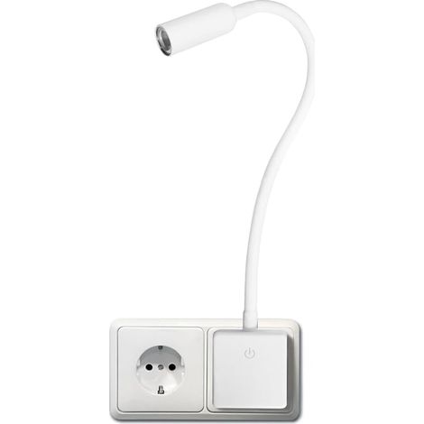 Lampe applique murale LED flexible pour chevet – Prise de courant – Interrupteur tactile dimmable – Luminosité 280Lm 4000K – Montage mural - 240Lm (1/5)