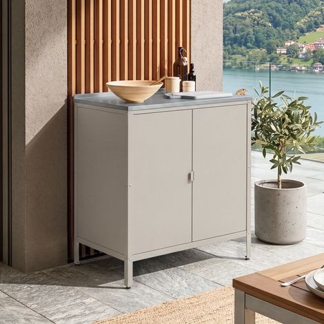 Outdoor Schrank Bolognano 92x80x50 cm Beige, matt [casa.pro] (1/5)