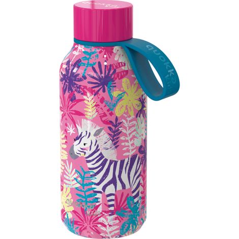 Quokka Solid Kids mit Tragegurt - Edelstahl-Thermosflasche 330 ml mit Tragegurt (Zebras) (1/3)