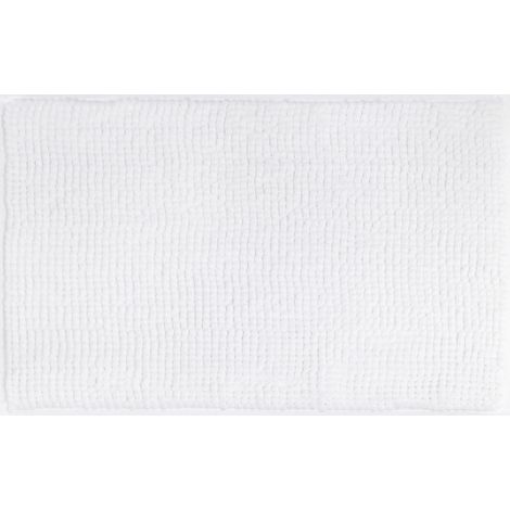 Tapis de bain en chenille - Antidérapant - Doux - Absorbant - Lavable - Pour salle de bain - 50 x 80 cm - Blanc