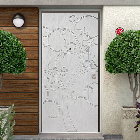 Porta Blindata con Pannello Bianco Pantografato per Esterno Tree of Life (1/4)