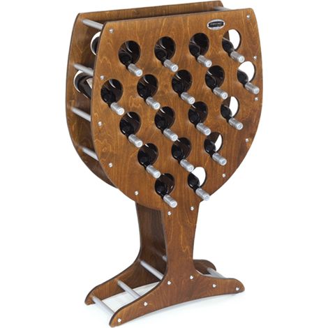 Cantinetta Portabottiglie in Legno Scaffale mobile per Bottiglie vino MADE IN ITALY mod. Calice  Noce B.18 L75 x P25 x 120H