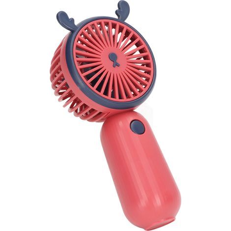 Ventilateur de poche portable mini rose rouge en forme de corne d'animal, rechargeable par USB, fonctionne sur piles, idéal pour les voyages. (1/5)