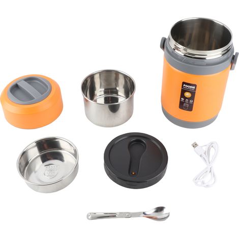 Marmite Thermique Électrique 2L Inox 304 Portable Cuisson Sans Feu Isotherme Compacte Orange pour Bureau Voyage (1/4)