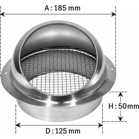Chapeau de ventilation mural acier inoxydable 201 - modèle sans persienne 130 mm – Livraison gratuite