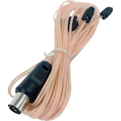 Antenne Radio FM Intérieure en Cuivre pour Stéréo, Réception Renforcée Câble Coaxial 2m, eur Femelle Droit, Dc 5-12 V, pour Cartes Tv et Système Audio (1/5)