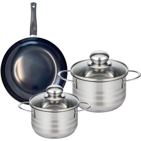 Ensemble de 1 Poêle de cuisson 20 cm et 2 faitouts 14 et 16 cm Elo Prima Brillant (1/5)