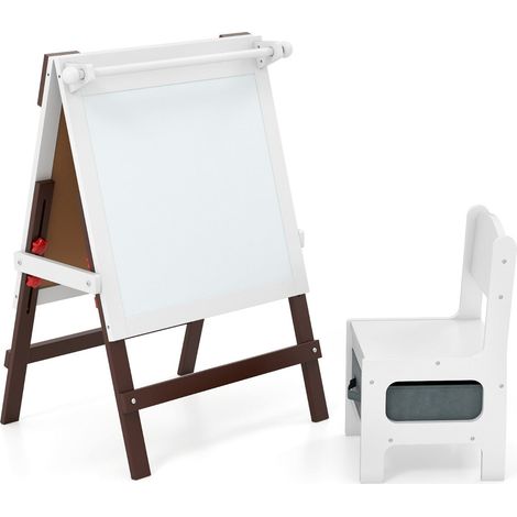 Cavalletto reversibile per bambini con sedia regolabile 55 x 48 x 75-94 cm ispira creatività e comfort MDF marrone 200018700