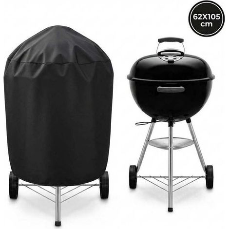 Housse de protection BBQ – 62x105 cm – Imperméable – Anti-UV – Fermeture élastique – Noir (1/5)