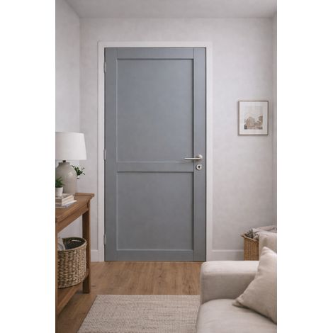 Bloc Porte Athena Gris Clair 2 Panneaux H204 X L73 Cm Côte Tableau P.droit,poignee Pomerol Gd Menuiseries
