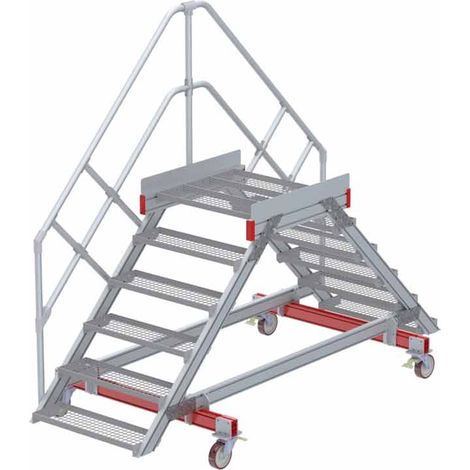 Euroline 512 mobiler Überstieg 45° Stufenausführung Stahl Gitterrost Stufenbreite 800mm 6 Stufen