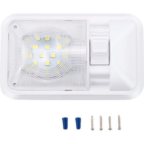 Plafonnier intérieur LED 12 V à double lumière blanche naturelle avec interrupteur pour camping-car et bateau (1/5)