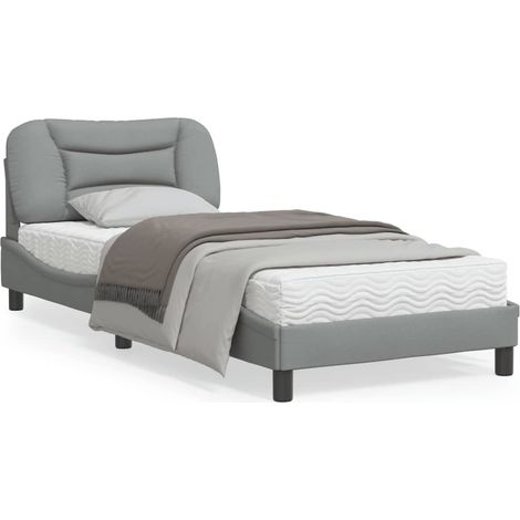 Cadre de lit avec tête de lit Gris clair 80x200 Tissu (1/5)