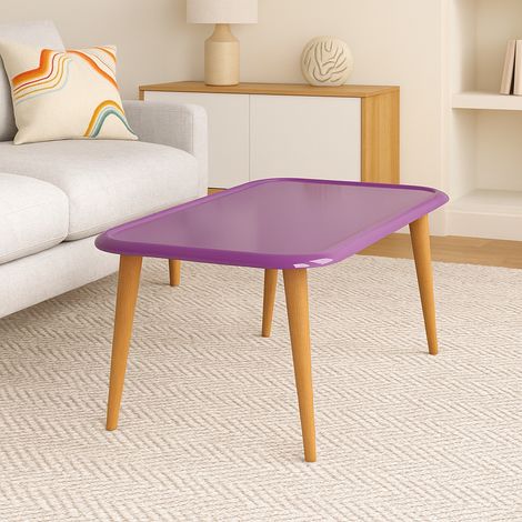 Bohemia table basse 90 cm avec pieds en bois (prune)
