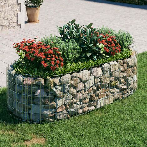 Lit surélevé à gabion-Jardinière en cage à pierre-Jardinière à gabion Fer galvanisé 200x100x50 cm (1/5)