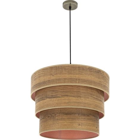 Colgante triple smile 3xe27 cuero/madera oscura regx50x50 cm (1/4)