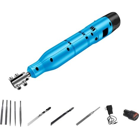 Kit de micro-meuleuse pneumatique Petit Fichier Électrique Outil De Meulage Alternatif En Métal Frottant Le Fer Mauvais Couteau Machine Couteau À Piquer Lime En Acier Travail Du Bois(20Pcs Sandpaper) (1/4)