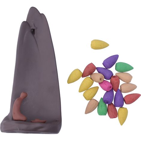 Ceramic Backflow Incense Burner Sandalwood Stick Aromatherapy Landscape Holder Decoration (1/5)