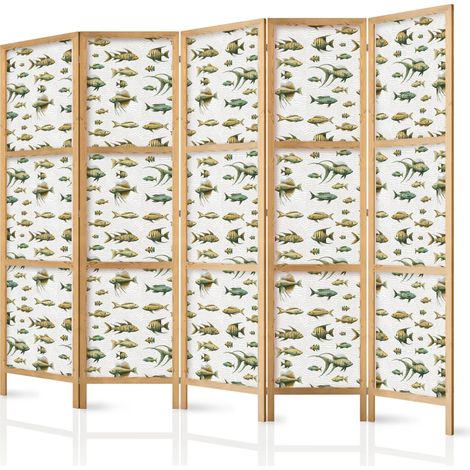 Paravent artgeist beige 225x172 cm Holz Stoff 3 oder 5 Paneele