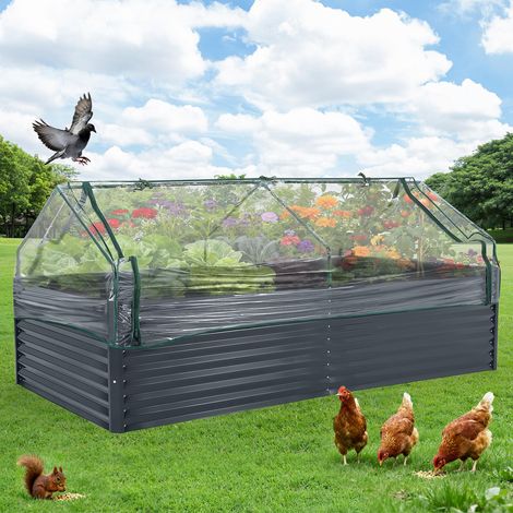Carré de Jardin-Jardinière Surélevé– Bac de Culture Résistant aux Intempéries pour Légumes&Herbes-Noir,240x120x60cm (1/5)