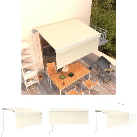 Markise mit Fernbedienung - vidaXL Markise Automatisch Einziehbar mit Volant 3x2,5 m Creme - Markise Creme (1/5)