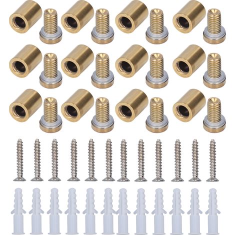 Set de 12 vis d'écartement en inox pour panneaux publicitaires, supports muraux, quincaillerie de fixation 16x25mm (1/5)