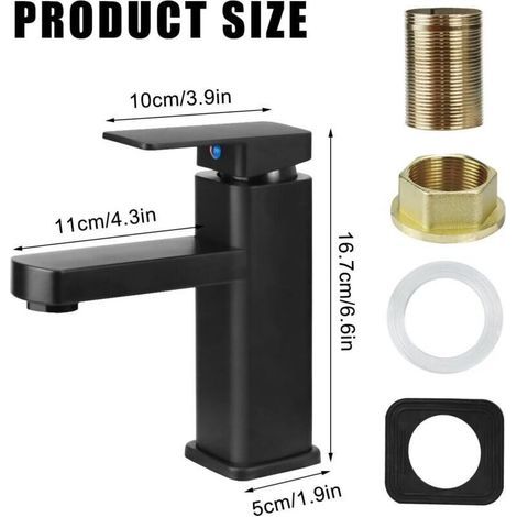 Robinet Salle Bain Noir, MitigEU Lavabo en Alliage avec L'eau Froide et Chaude Disponible, Robinet Lavabo avec Deux Tuyaux, pour Les Toilettes