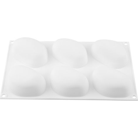 Moule à galets en silicone blanc à 6 cavités, outil de cuisson pour gâteaux, mousses et desserts (1/5)