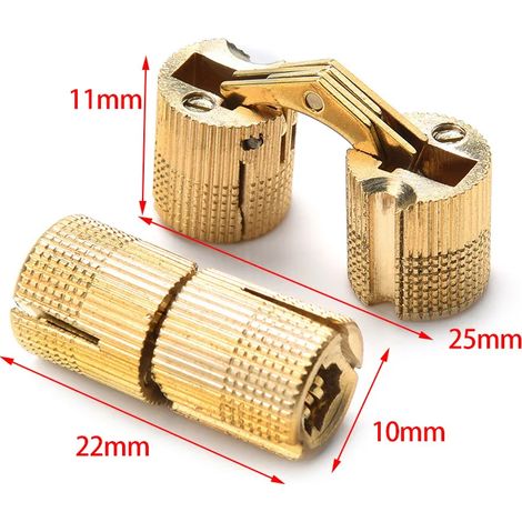 Charnières à barillet en cuivre (10 mm) 8-12 mm, invisibles, pour portes et meubles, coffret cadeau. (1/5)
