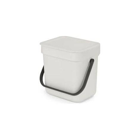 Brabantia - Cubo de Basura Sort & Go 3L - Pequeña Papelera de Reciclaje - Tapa en Posición Abierta - Encimera o Debajo de la Cocina - Bandeja para Restos de Comida - Jade Green - 19 x 14 x 18 cm