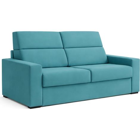 Dmora - Divano letto 2 posti Oprah, Sofà trasformabile per salotto, imbottito, sfoderabile, Qualità 100% Made in Italy, 200x95 h100 cm, Azzurro (1/5)