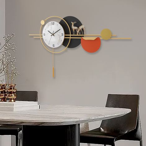 【Maison connectée】Horloge de salon, horloge murale moderne et silencieuse, grande horloge murale idéale pour la cuisine, la chambre, l'entrée ou le bureau. Dimensions : 90 × 50 cm (1/5)