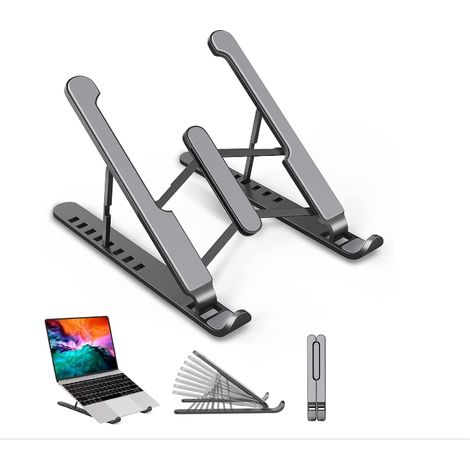 Store Support Ordinateur Portable, Support PC Portable à 8 Niveaux Réglables, Laptop Stand Silicone antidérapant Compatible avec MacBook, Lenovo, HP, Autres Laptops Tablettes 10”  156”