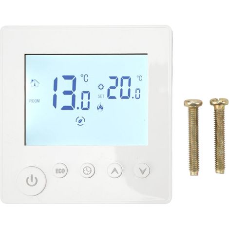 Termostato programable para calefacción por suelo radiante: pantalla LCD, voltaje universal 90–240 V, control preciso e intuitivo para el hogar.