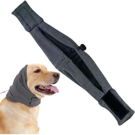 Protège-oreilles pour chien sans rabats, chauffe-oreilles pour chien, chauffe-cou pour chien avec sangles auto-adhésives réglables, taille M (tour de tête 35-48 cm) (1/4)