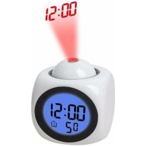 Petit réveil silencieux, horloge de chevet, décoration rétro, cloche en métal de 7,6 cm - bleu et blanc (1/3)