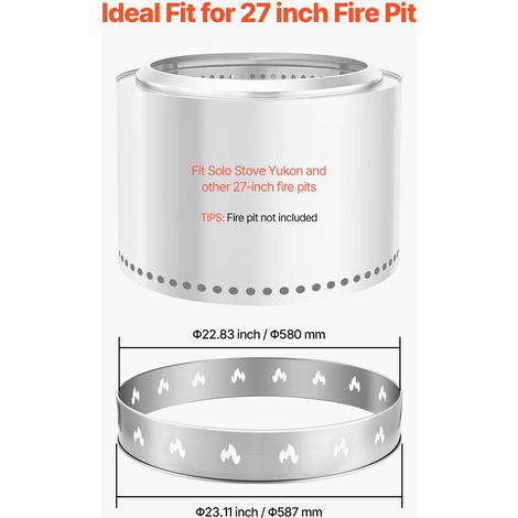 Support pour Foyer Solo Stove 68,6 cm, Support de Brasero en Anneau Acier Inoxydable, Réduit la Fumée, Léger et Portable et Robuste… (1/5)