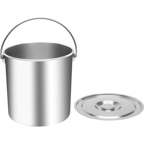 Seau en acier inoxydable 304 avec couvercle et poignée, 20 L, cuillère à eau incluse, pour glace, champagne, viande, poisson, lait et stockage alimentaire (1/5)