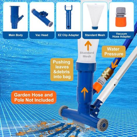 Nettoyeur sous-Marin Portable pour Piscine avec Sac en Maille Fine, pour piscines Hors-Sol, Spa Attach to Garden — aspirateur Piscine (1/4)